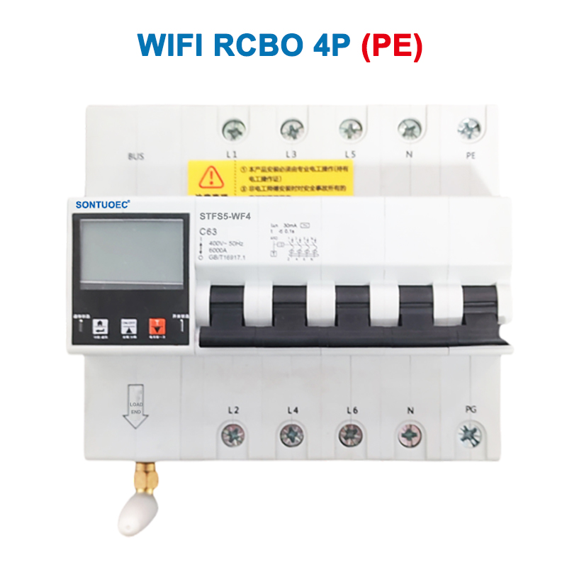 WIFI STFS5-63 Series Multifunktionell IoT Intelligent RCBO Intelligent Circuit Breaker